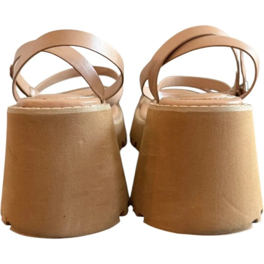 🪻BOGO🪻 ASOS DESIGN‎ Trip Triple Strap Chunky Platform Sandals Beige Size 8.5